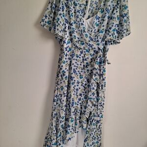 Floral Wrap Dress with Ruffle Detail